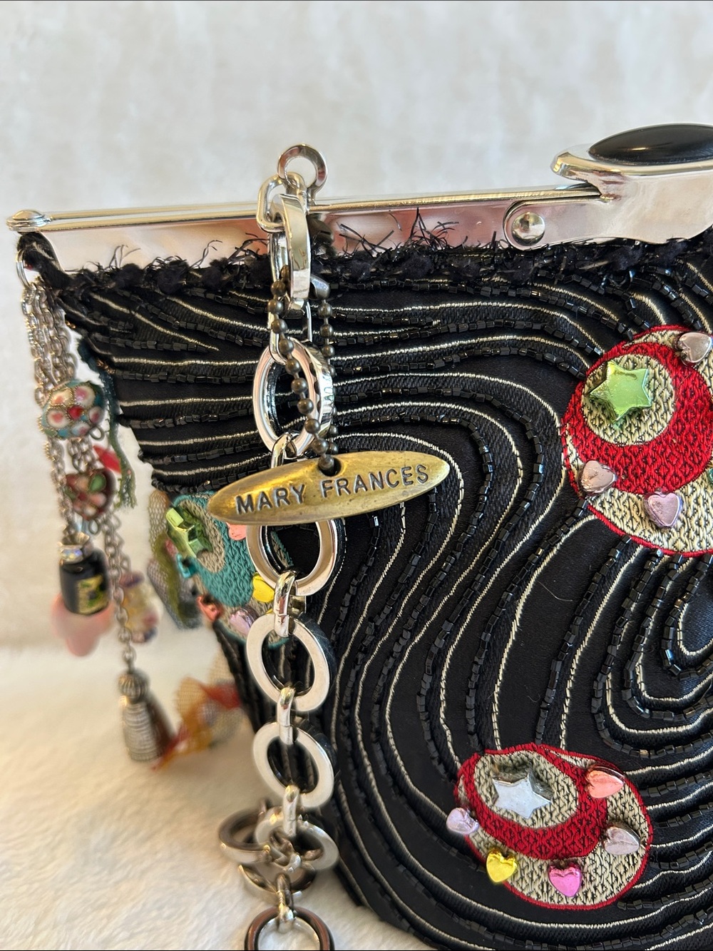 Mary Frances Black Beaded Embellished Chain-Handle Evening Bag - Picture 2 of 15